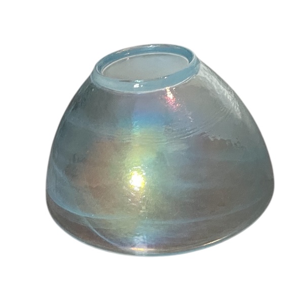 Opalescent Blue Swirl Iridescent Cereal/Dessert Bowls Scandinavisch Design, NEW - Picture 4 of 6